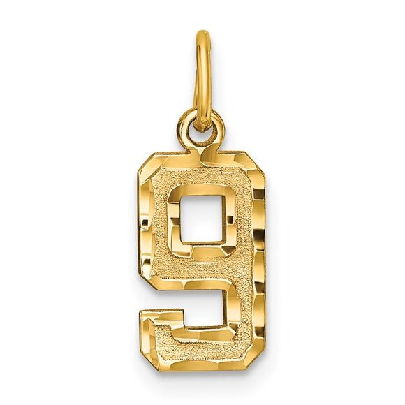 14k Yellow Gold, Varsity Collection, Small D/C Pendant Number 9 - Picture 1 of 5